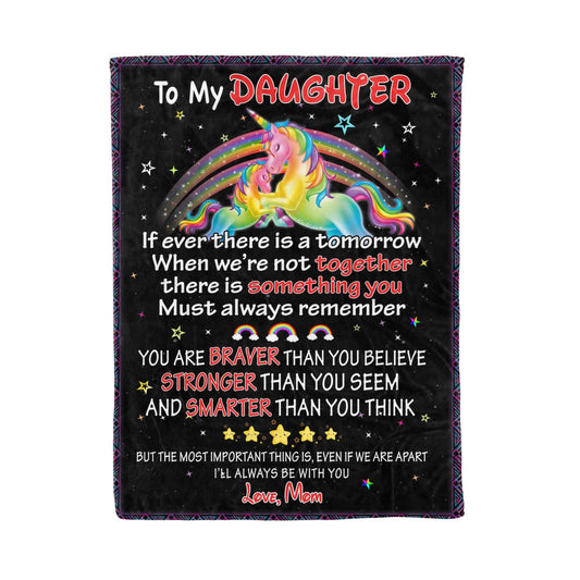 Love Daughter Unicorn Sherpa Blanket Letter - Best Gift for Daughter - Sherpa Blanket DL