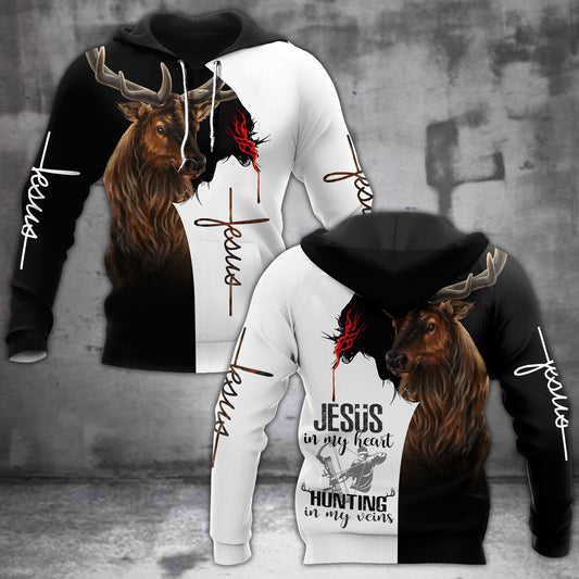 Jesus In My Heart, Hunting In My Vein 3D All Over Printed Unisex Shirt