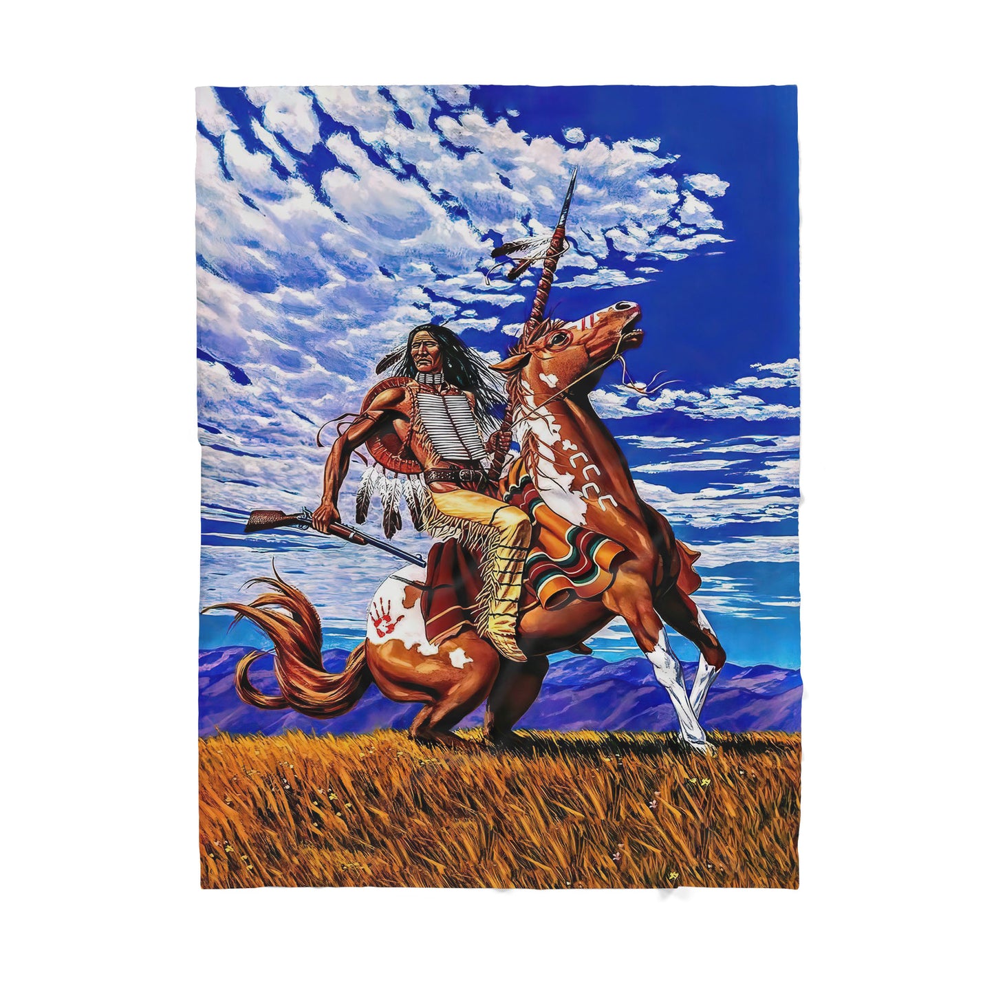 Custom Blanket Native Cowboy Sherpa Blanket TQH