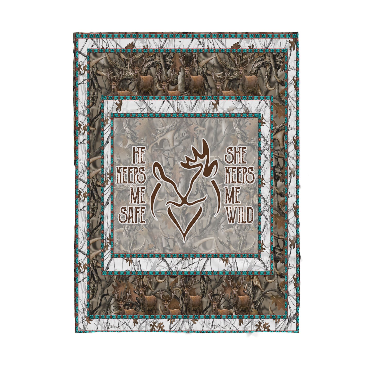 Custom Blanket Deer Couple Sherpa Blanket TA