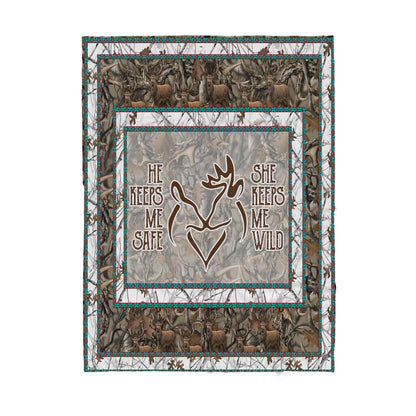 Custom Blanket Deer Couple Sherpa Blanket TA