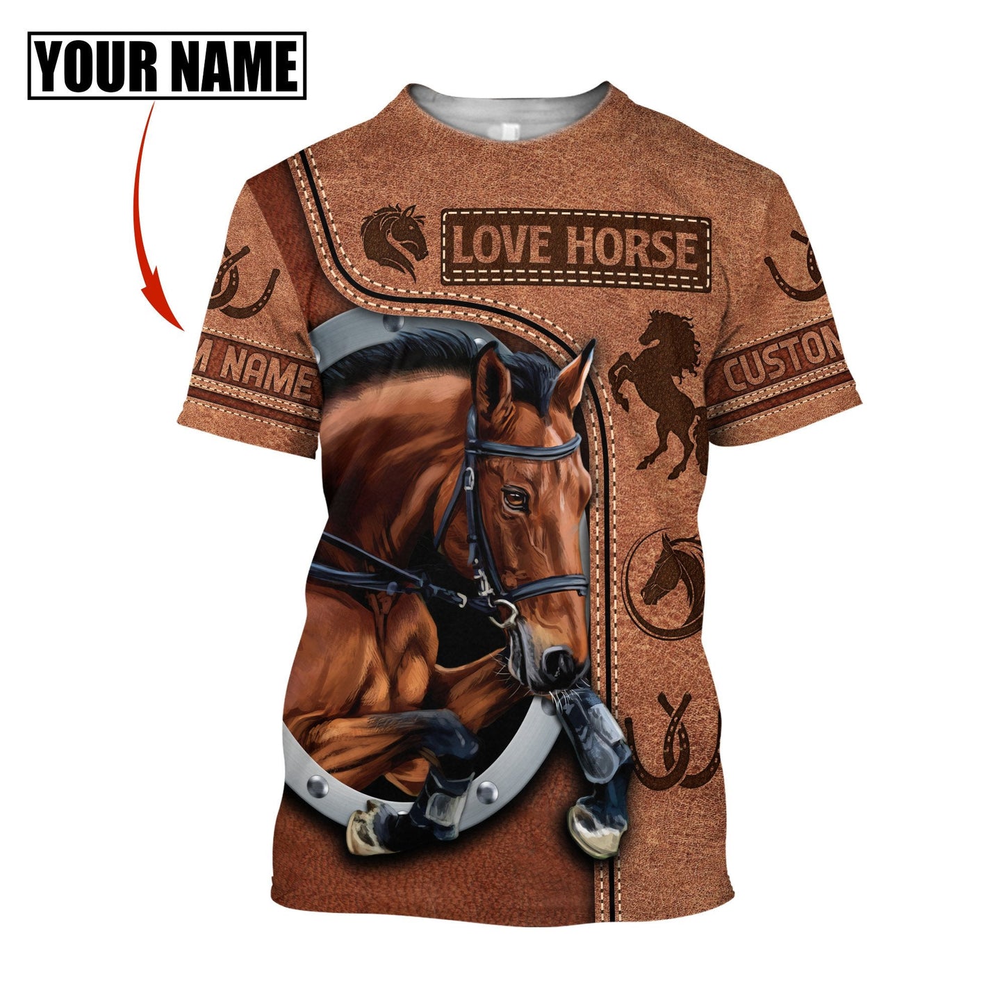 Customize Name Horse 3D All Over Printed Unisex Shirt
