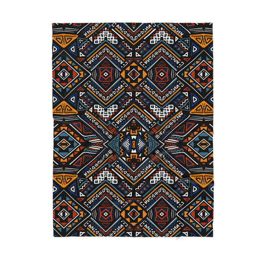 Custom Blanket - African Pattern - Deluxe Sherpa Blanket ML