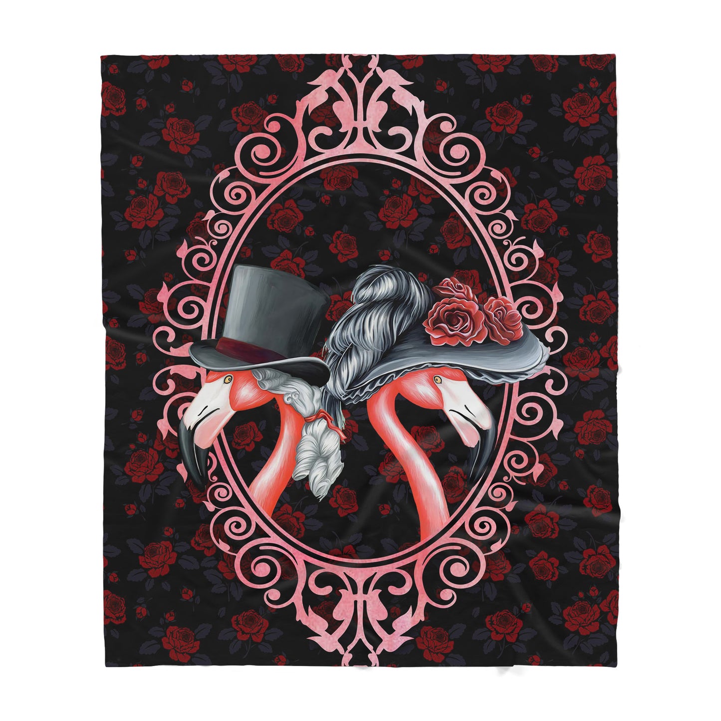 Custom Blanket Beautiful Victorian Flamingo Couple Sherpa Blanket MEI