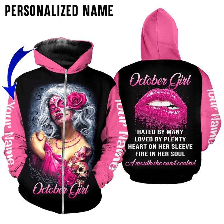 Customize Name Skull Girl Hoodie For Men And Women