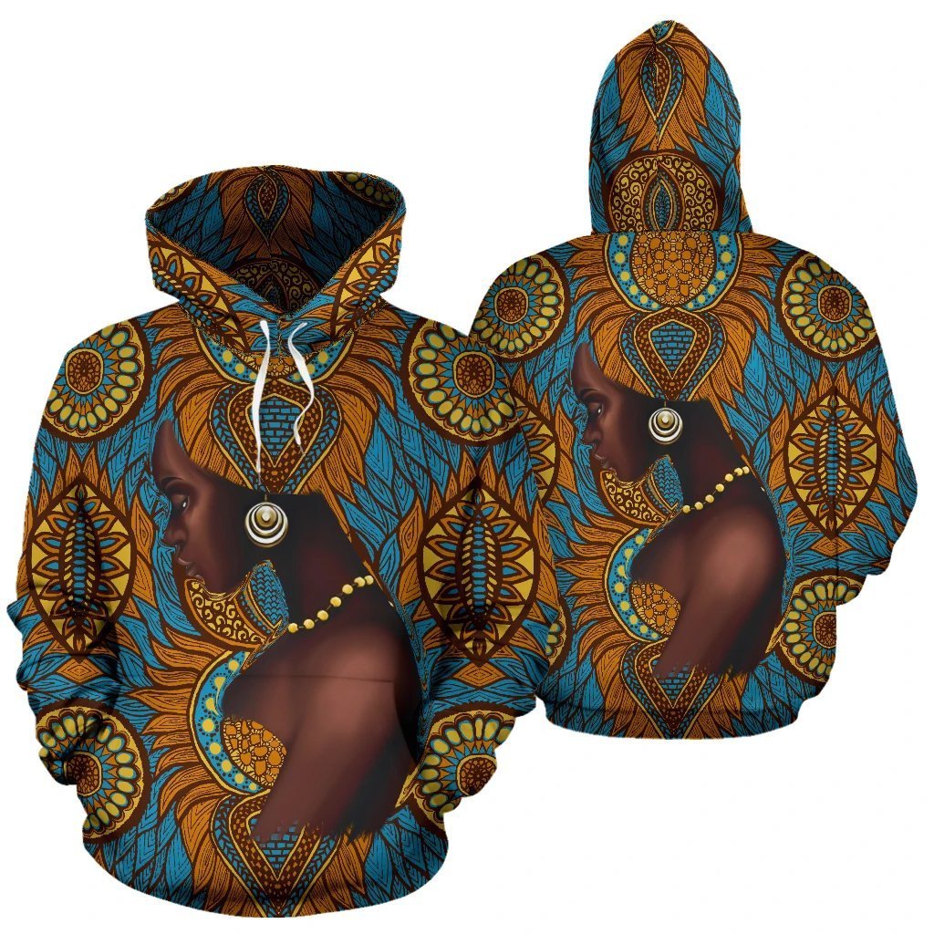African Hoodie - African Black Girl Floral Hoodie - Amaze Style™-ALL OVER PRINT HOODIES