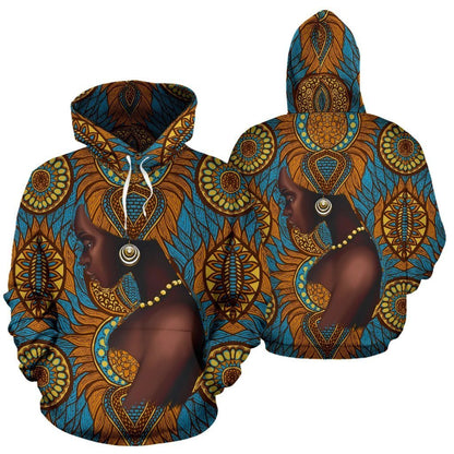 African Hoodie - African Black Girl Floral Hoodie - Amaze Style™-ALL OVER PRINT HOODIES