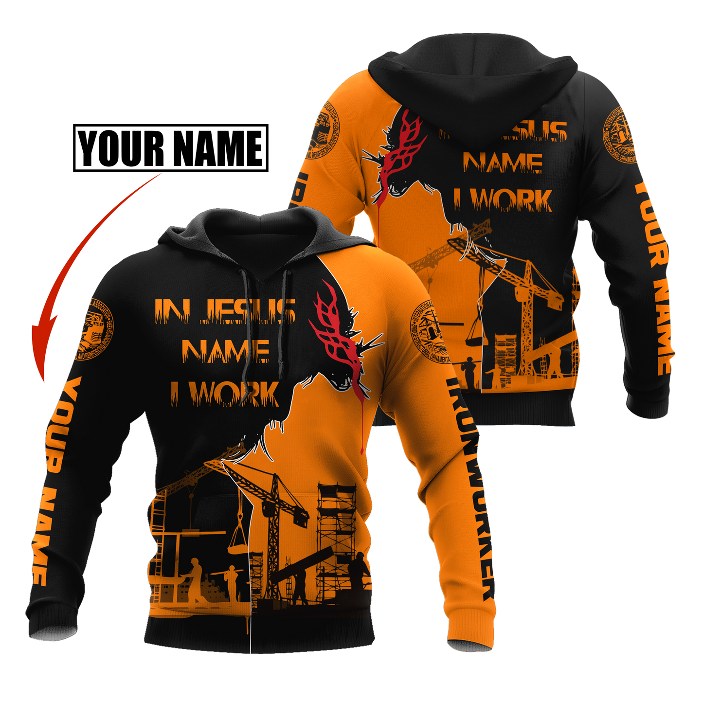 Personalized Ironworker In Jesus Name I Work 3D Printed Unisex Shirts TN