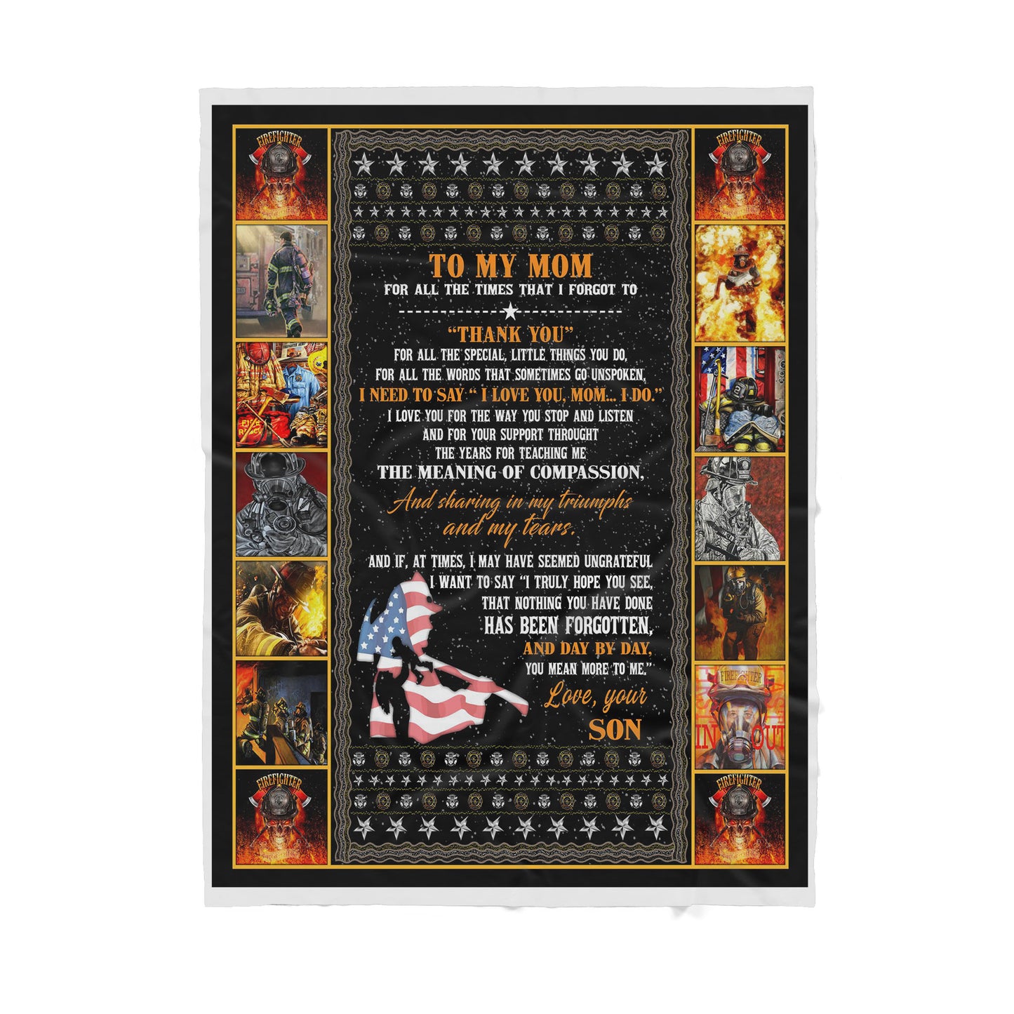 Firefighter Love Mom Sherpa Blanket - Best gift for Mother day