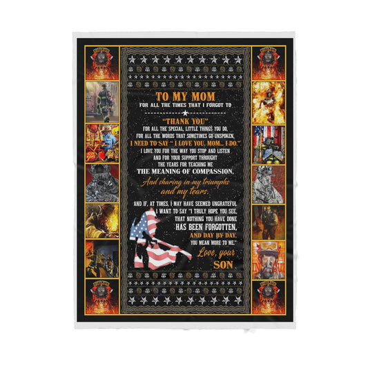 Firefighter Love Mom Sherpa Blanket - Best gift for Mother day