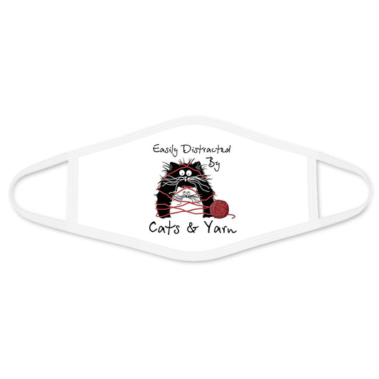 Distracted by Cat and Yarn Face Mask DL