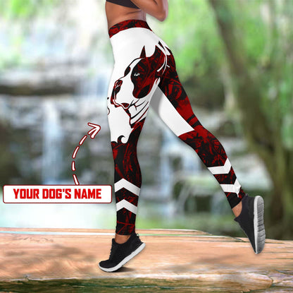 Pitbull Red Tattoos Legging + Hollow Tank Combo