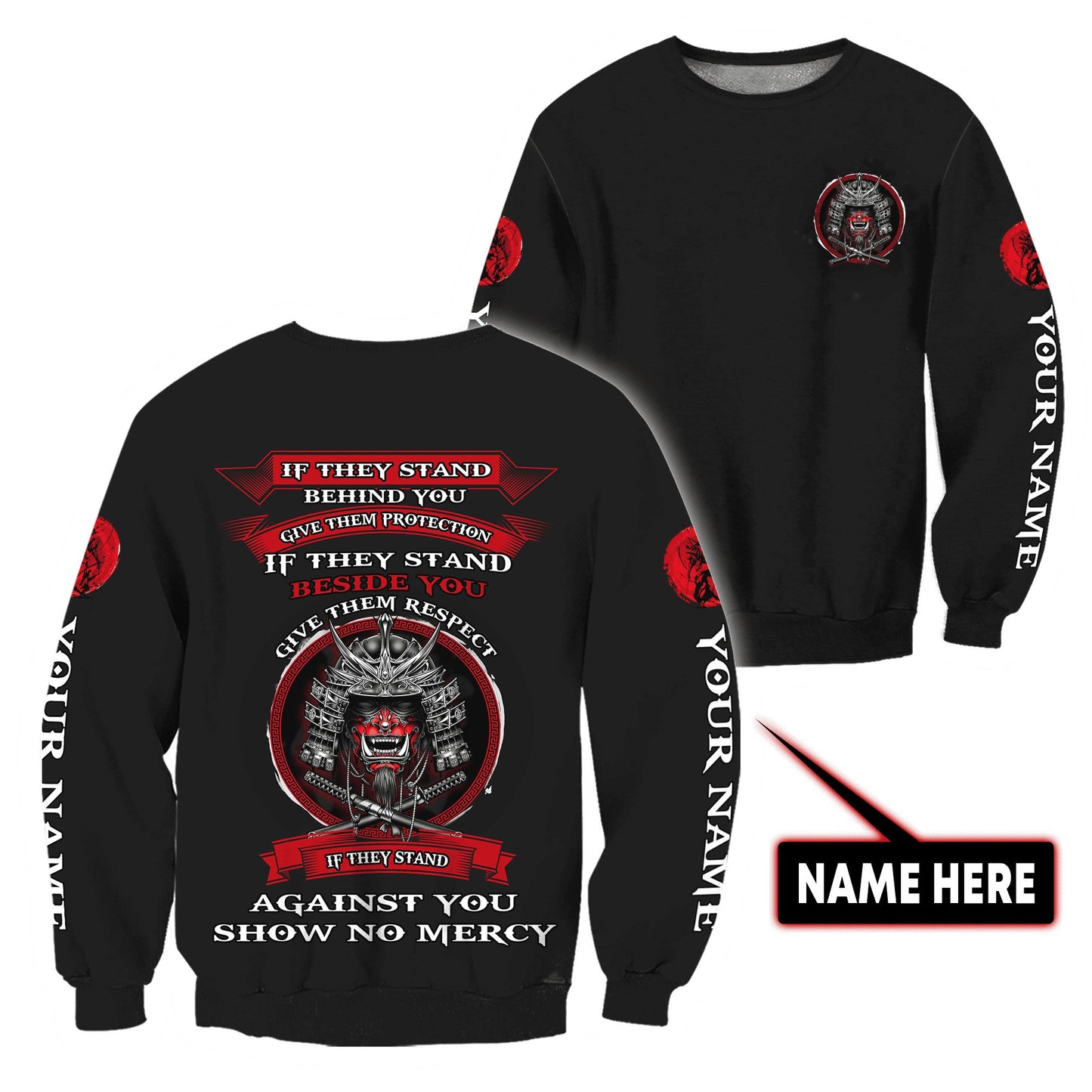 Custom Name Samurai Red Mask 3D All Over Printed Unisex Shirts