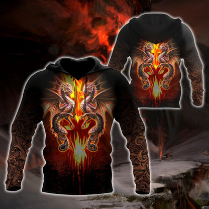 Premium Fire Flame Dragon All Over Printed Shirts For Men And Women MEI