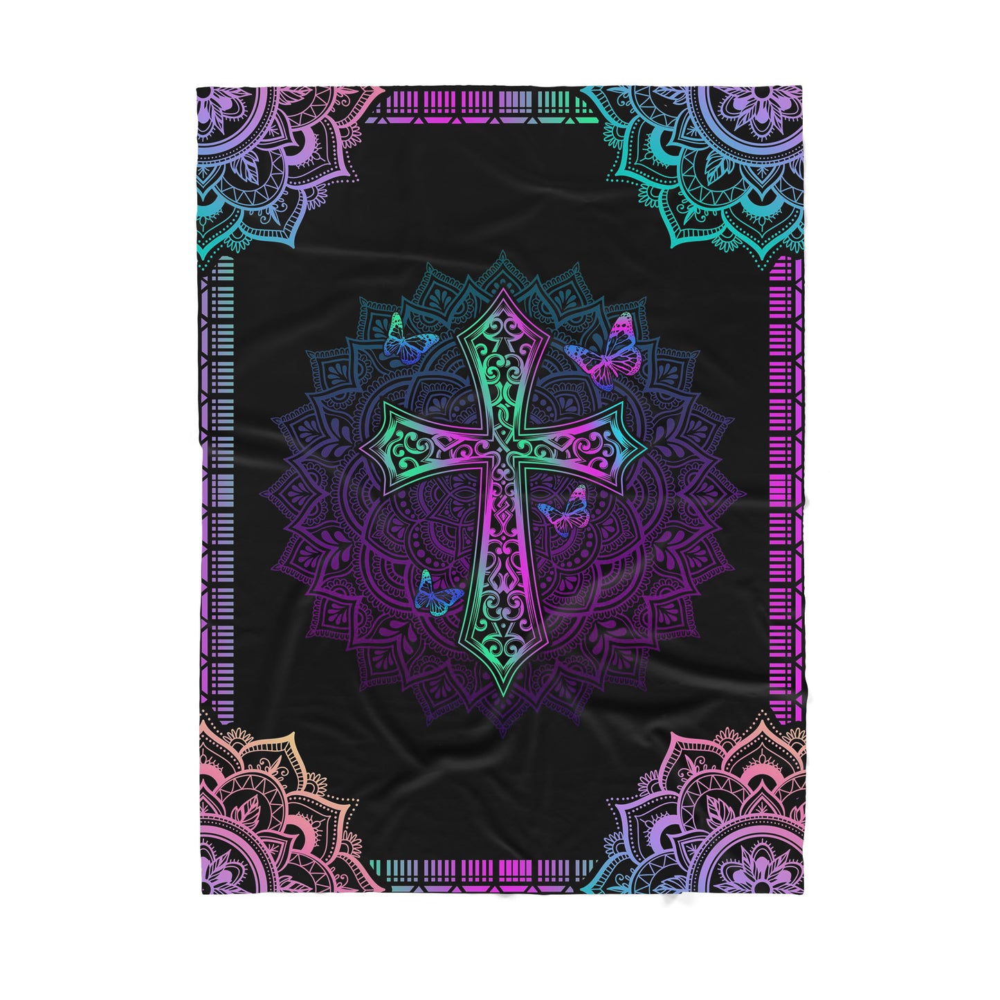 Premium Christian Jesus Cross Butterfly Blanket - Best gift for Christian - sherpa blanket TT