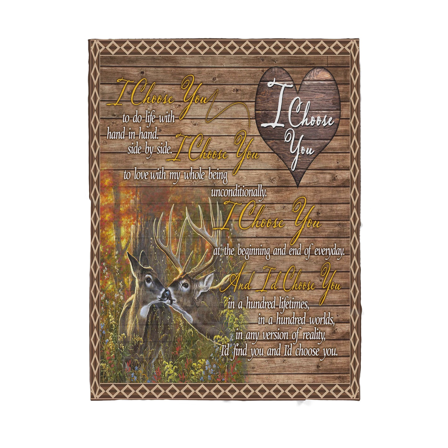 Deer Love Romantic Sherpa Blanket TN