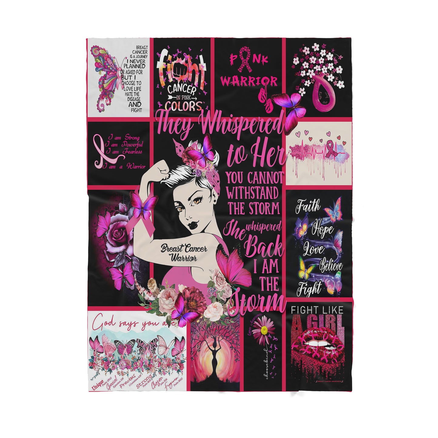 Custom Blanket Breast Cancer Awareness - Sherpa Blanket DL