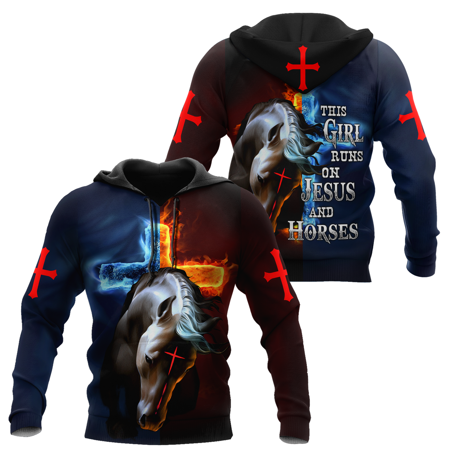 Horse And Jesus 3D All Over Printed Shirts For Men And Women