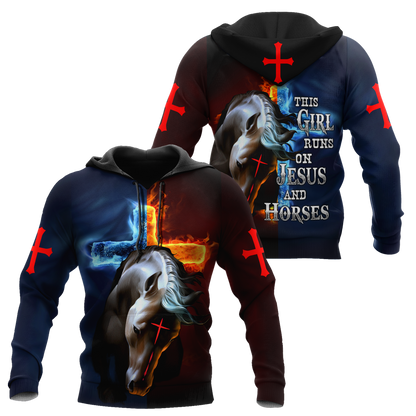Horse And Jesus 3D All Over Printed Shirts For Men And Women