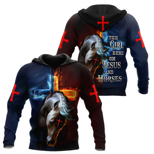 Horse And Jesus 3D All Over Printed Shirts For Men And Women