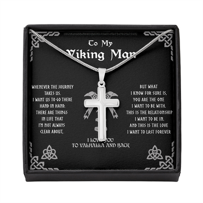 To my Viking Man, cross Necklace for man, Viking Gift for Husband, NORSEMAN JEWELRY