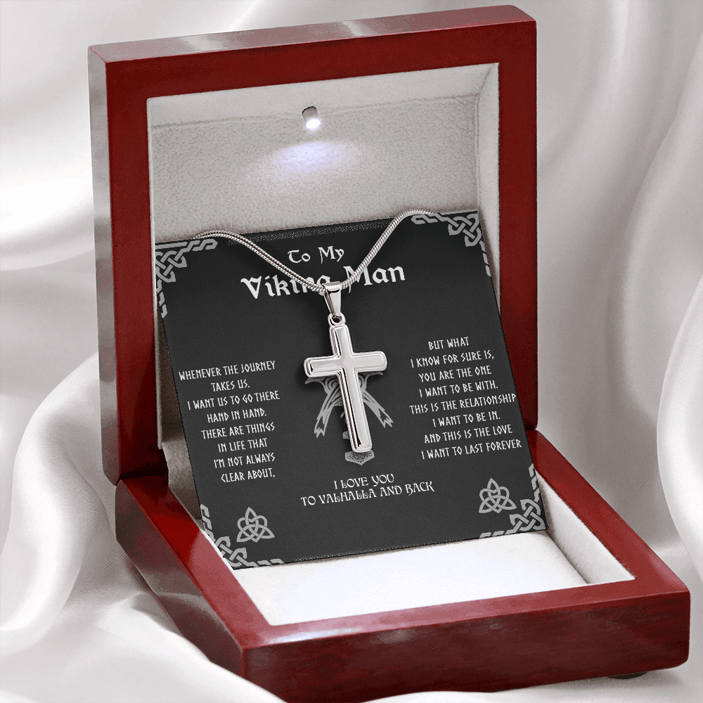 To my Viking Man, cross Necklace for man, Viking Gift for Husband, NORSEMAN JEWELRY