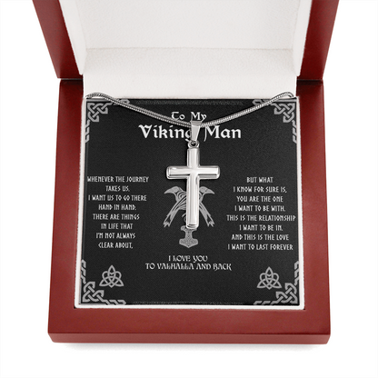 To my Viking Man, cross Necklace for man, Viking Gift for Husband, NORSEMAN JEWELRY