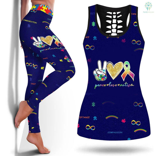 Peace Love Autism Autism Awearness Combo Tank + Legging TA061701