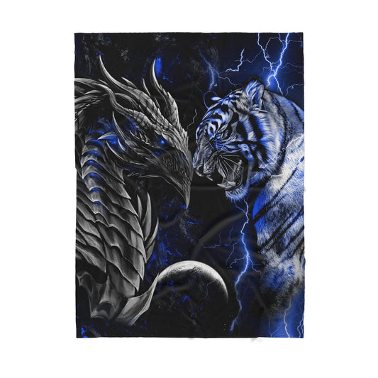 Custom Blanket Dragon and Tiger- Gift For My Family - Sherpa Blanket HG