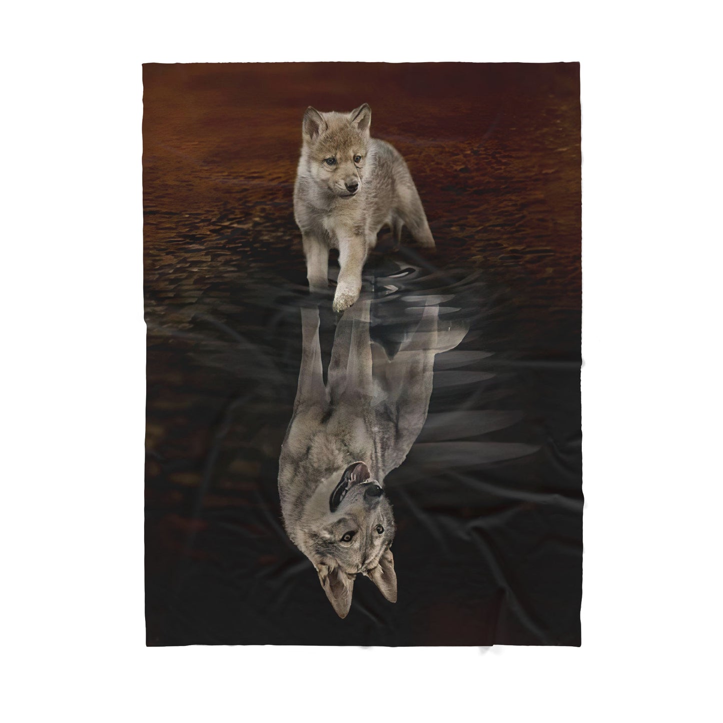 Custom Blanket Wolf Reflection The Flow Of Life Sherpa Blanket MEI