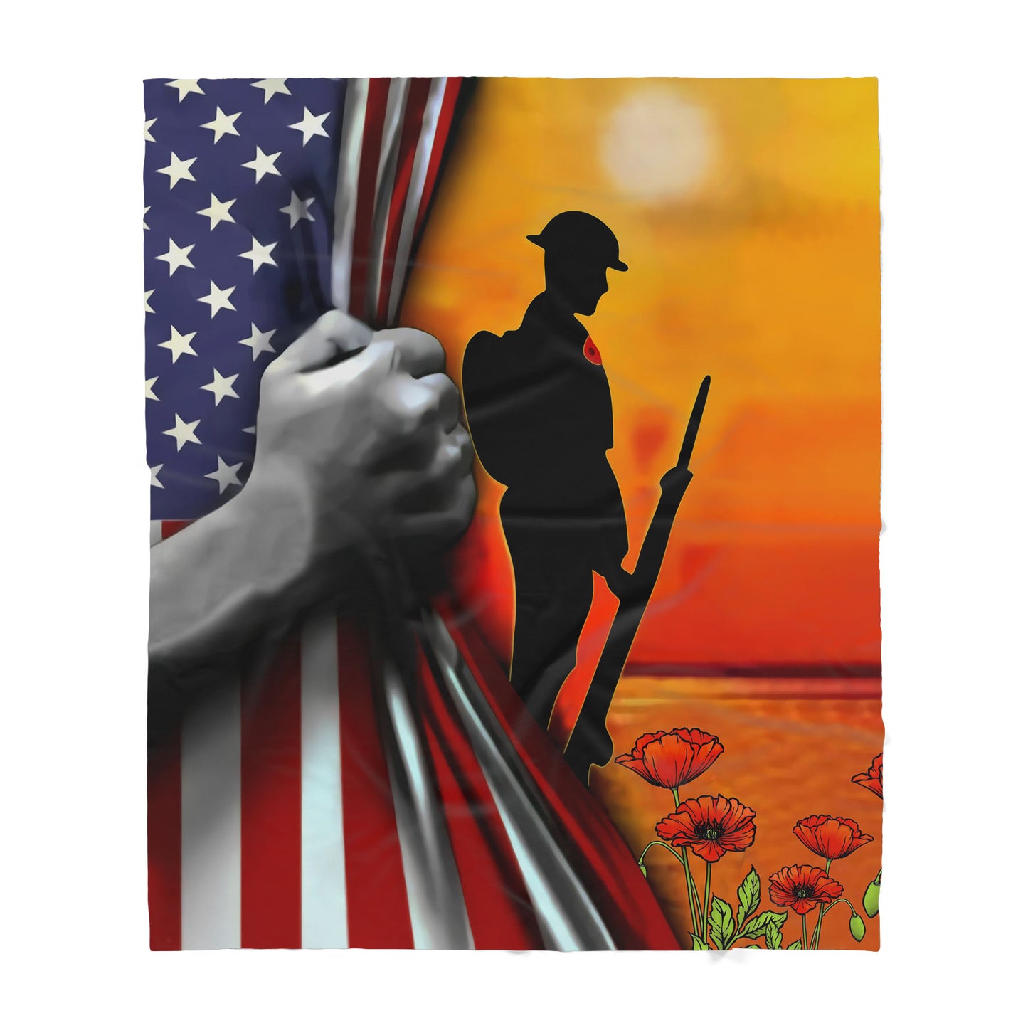 American Veteran Lest we forget Gift for Veteran - Sherpa Blanket HC