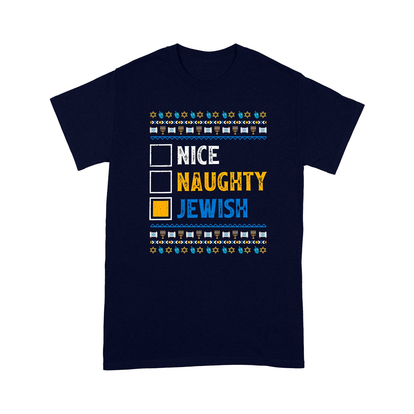 Jewish Naughty Nice Hanukkah T-shirt MEI