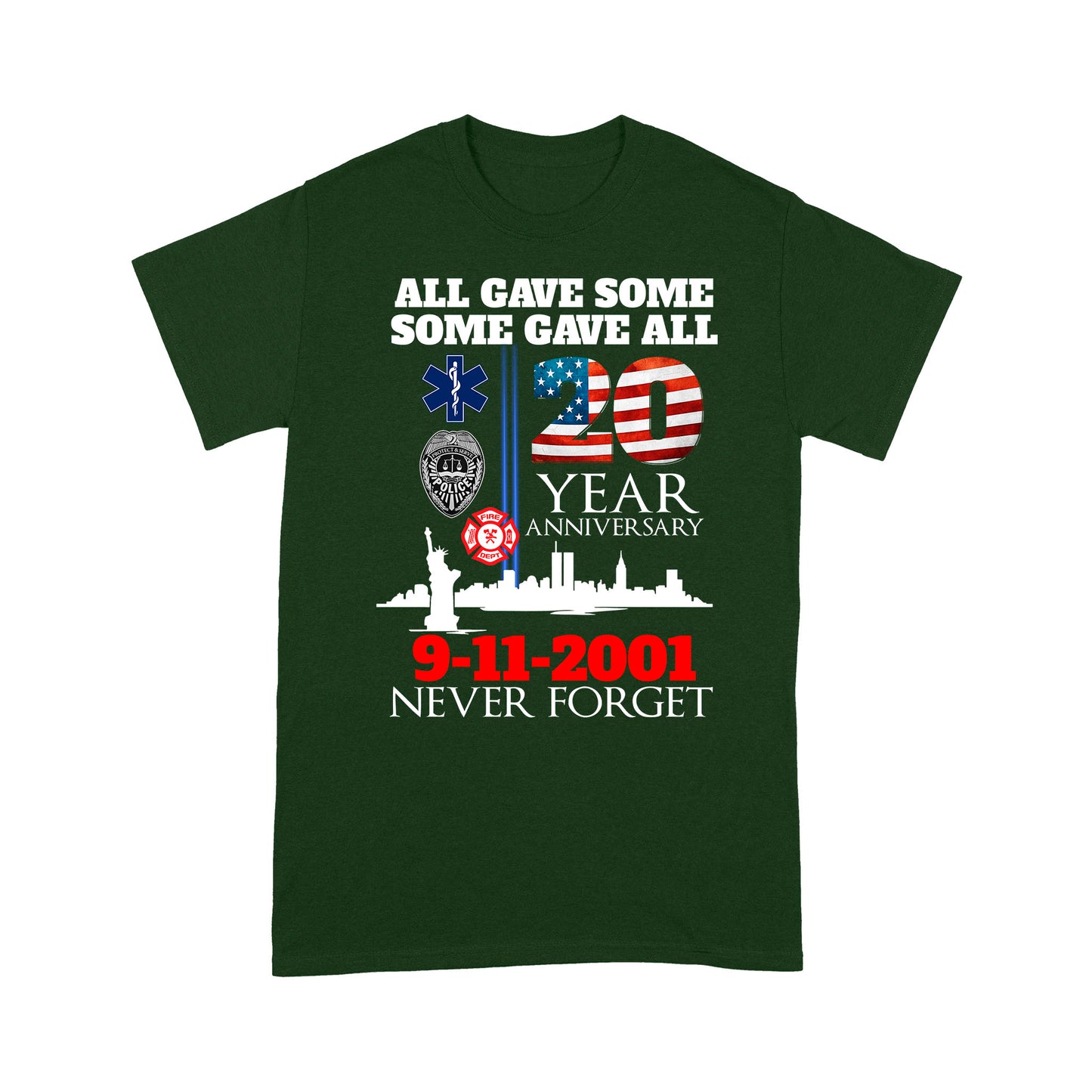 Never Forget 20th Anniversary V-Neck T-Shirt, Best Gifts For Police Officers