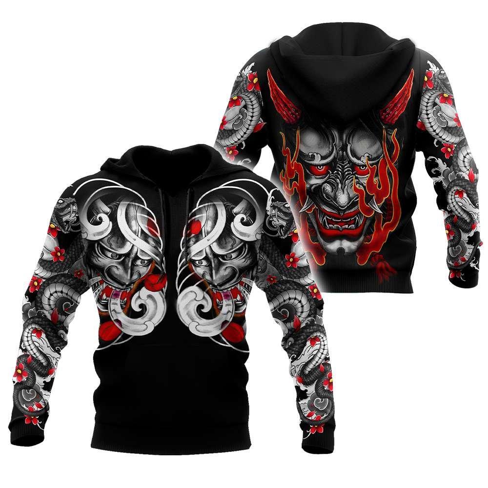 Japan Mask Tattoo 3D All Over Printed Unisex Shirt