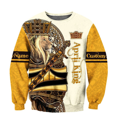 Custom Name April King Lion 3D All Over Printed Unisex Shirts