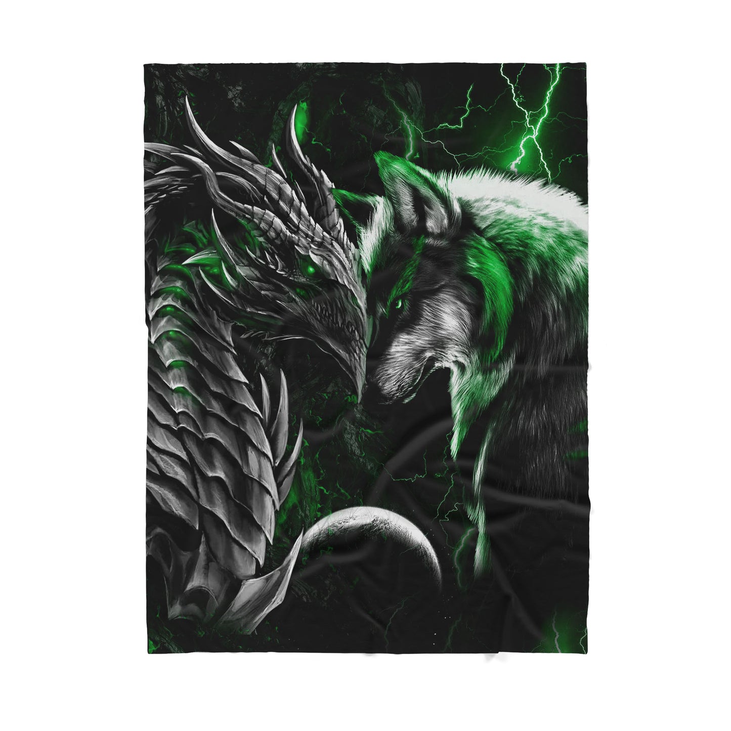 Custom Blanket Dragon and Wolf - Gift For My Family - Sherpa Blanket HG