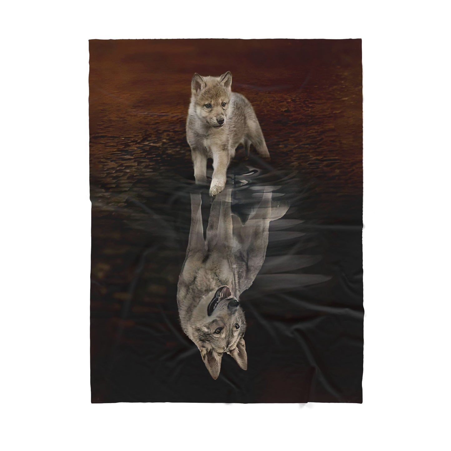 Custom Blanket Wolf Reflection The Flow Of Life Sherpa Blanket MEI
