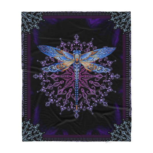 Custom Blanket Mandala Dragonfly Sherpa Blanket TQH