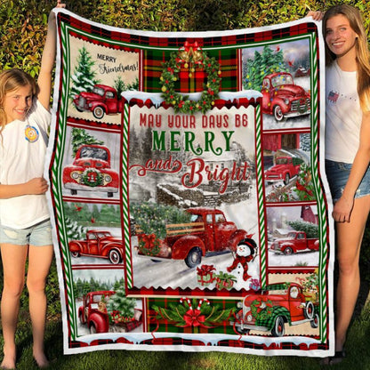 Custom Blanket Red Truck Christmas - Best Gift for Christmas - Sherpa Blanket DL