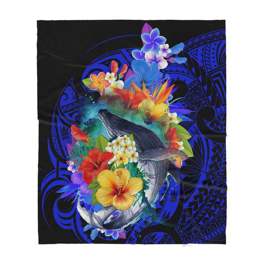 Amazing Kanaka Maoli Humpback Whale Flowers Sherpa Blanket ML