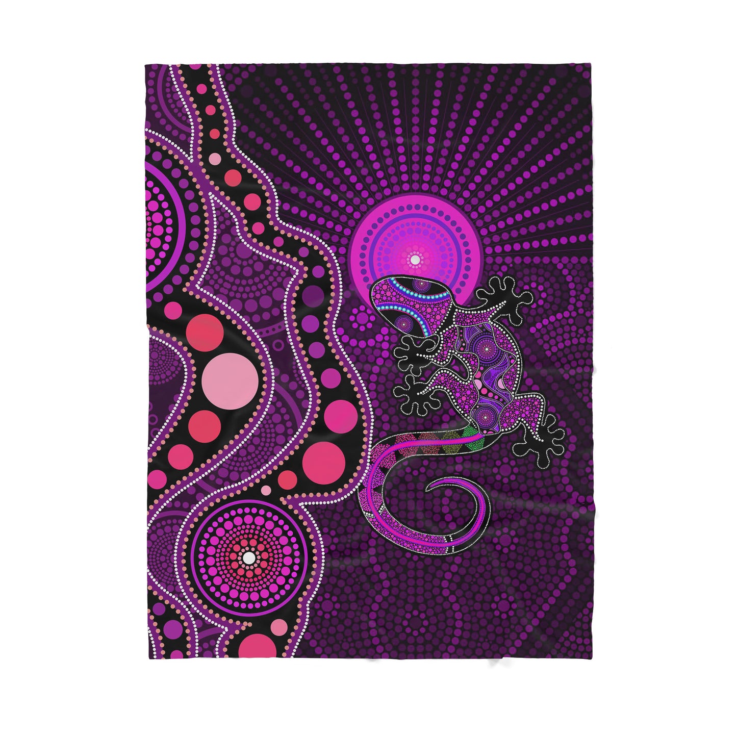 Australian Aboriginal Purple Lizard and Sun Sherpa Blanket HC