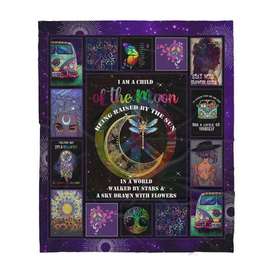 Custom Blanket Child Of The Moon Raised By The Sun Hippe Sherpa Blanket MEI