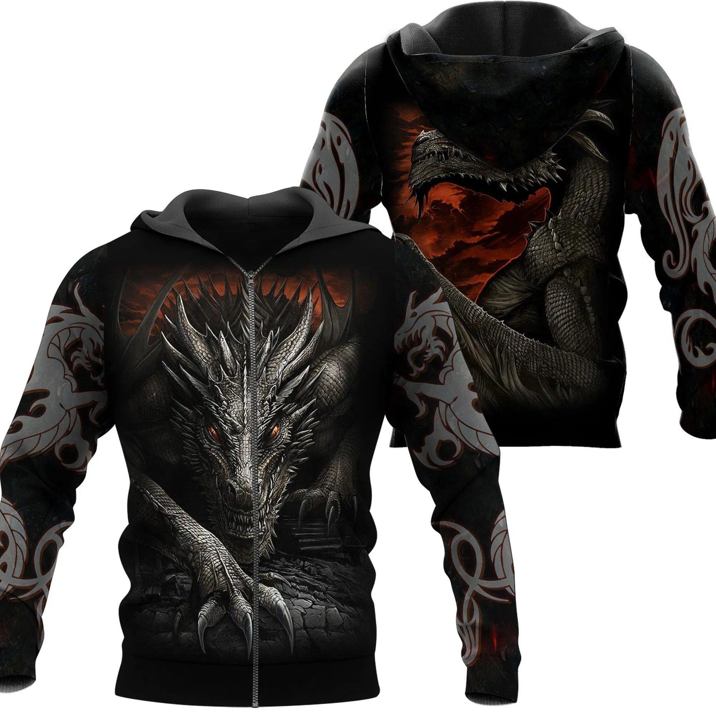 Dragon Hoodie NM050950-Apparel-NM-Zipped Hoodie-S-Vibe Cosy™