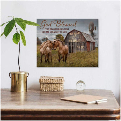 Poster Prints Anniversary Wedding Gift God Blessed The Broken Road Barn and Horses Wall Art Decor
