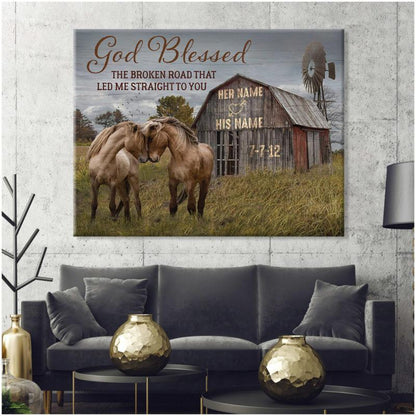 Poster Prints Anniversary Wedding Gift God Blessed The Broken Road Barn and Horses Wall Art Decor