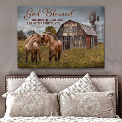 Poster Prints Anniversary Wedding Gift God Blessed The Broken Road Barn and Horses Wall Art Decor