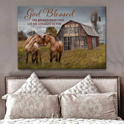 Poster Prints Anniversary Wedding Gift God Blessed The Broken Road Barn and Horses Wall Art Decor