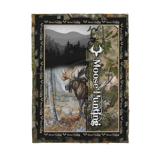Custom Blanket Moose Hunting - Sherpa Blanket DL
