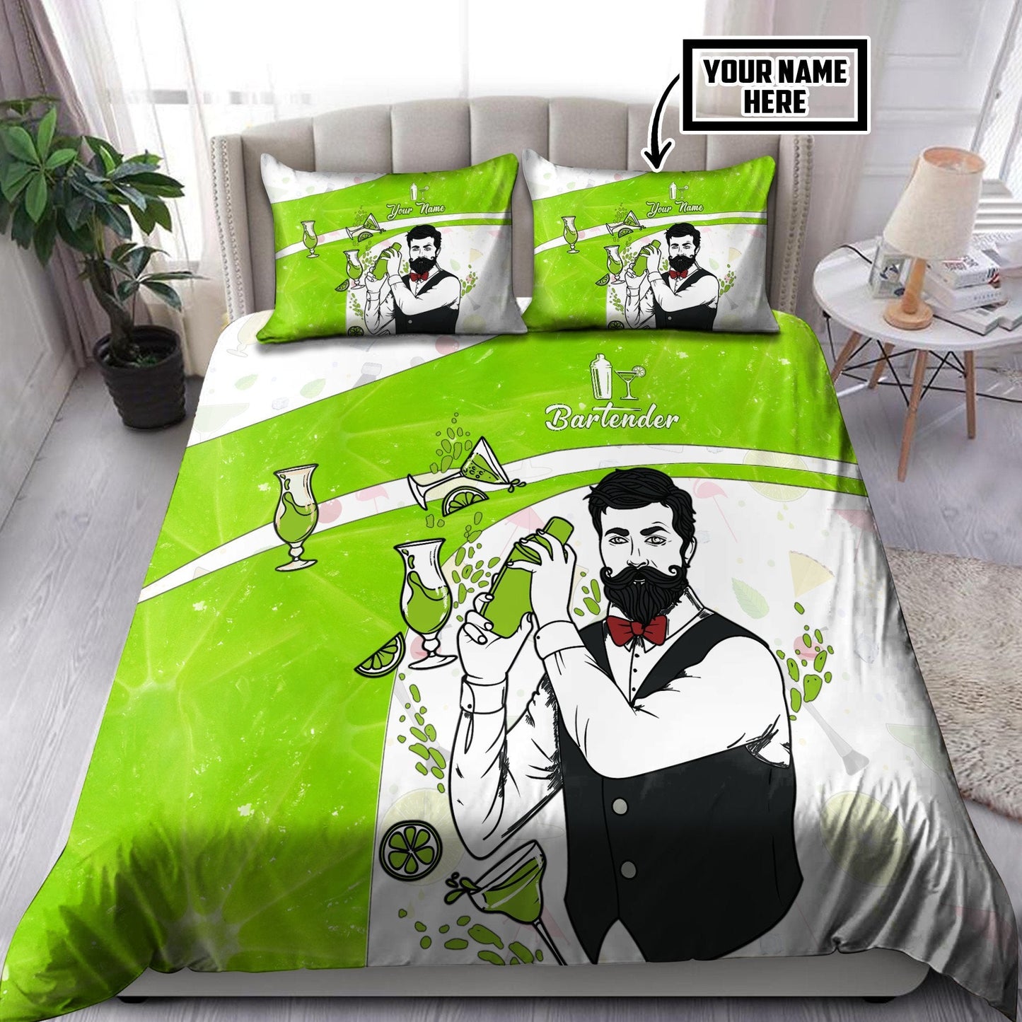 Customize Bartender 3D all over printed bedding set