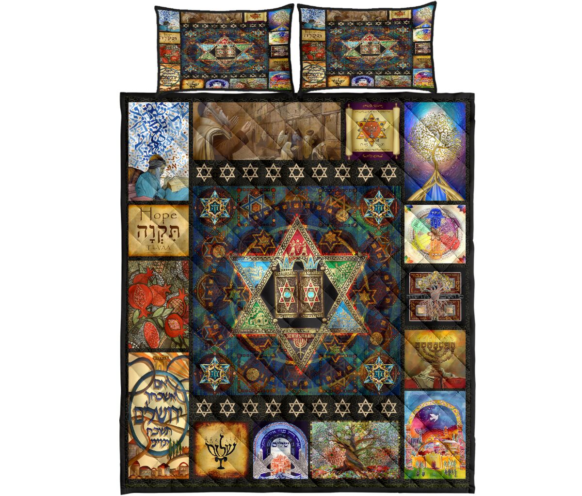 Jewish Star of David Quilt Bedding Set Pi081005S1 - Amaze Style™-Quilt